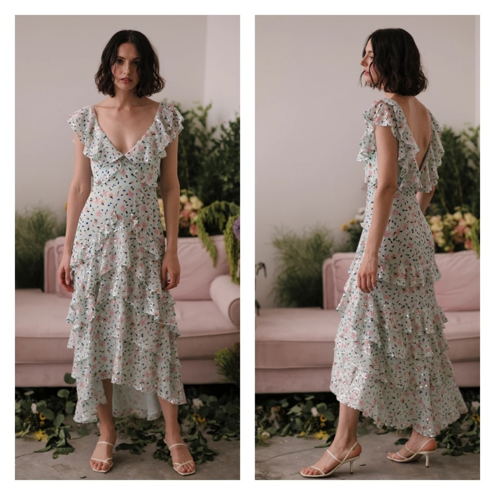 SAU LEE NICOLE SEQUIN DRESS (GREEN)